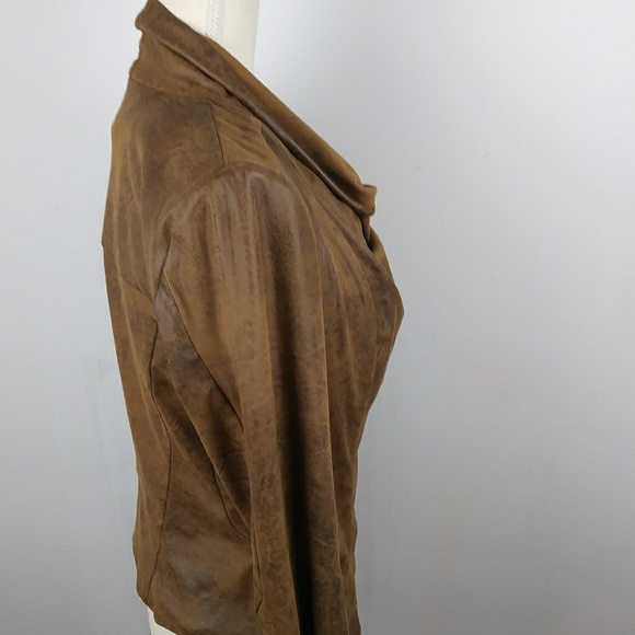 Zara Women Brown faux leather zip-up - Picture 4 of 7